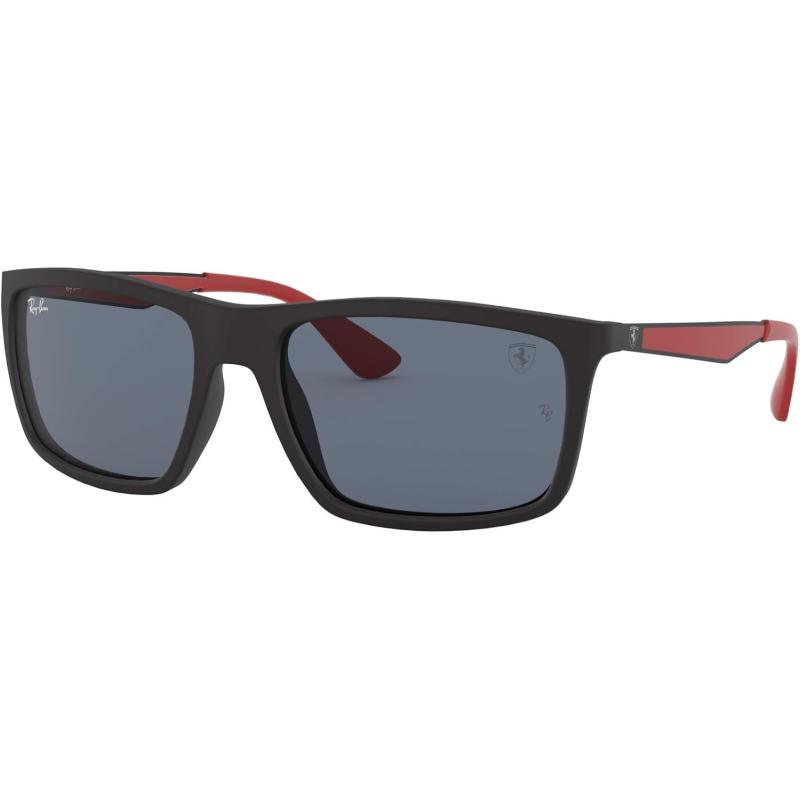 Ray Ban Rb4228m Scuderia Ferrari Collection Rectangular Sunglasses Matte Black Dark Grey Ray